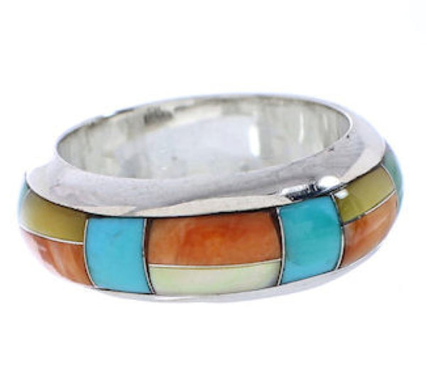 Authentic Sterling Silver And Multicolor Ring Size 7-1/2 RS38395
